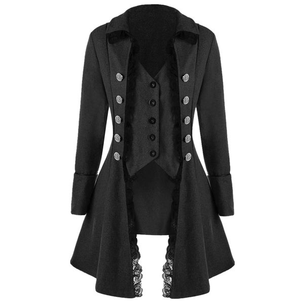 joineles autumn winter gothic style women long coats solid triple buttons thick tailcoat lapel lace slim party female outwear, Black;brown
joineles autumn winter gothic style women long coats solid triple buttons thick tailcoat lapel lace slim party female outwear, Black;brown