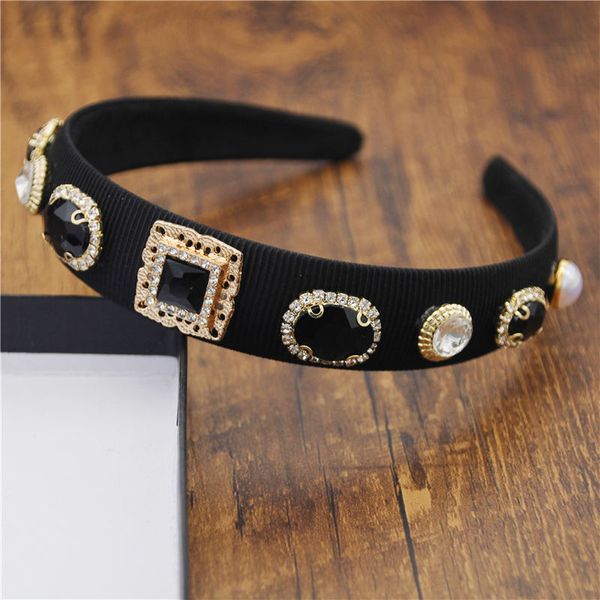 baroque vintage headband black gems hairband girls headdress hair jewelry for women bridal tiara crown wedding hair accessories, Golden;white
baroque vintage headband black gems hairband girls headdress hair jewelry for women bridal tiara crown wedding hair accessories, Golden;white