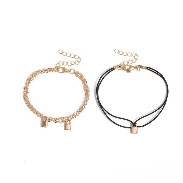 bracelet gold double layers chain key and lock black cord diy bracelet korean fashion party minimalist minimalism jewelry, Golden;silver
bracelet gold double layers chain key and lock black cord diy bracelet korean fashion party minimalist minimalism jewelry, Golden;silver
