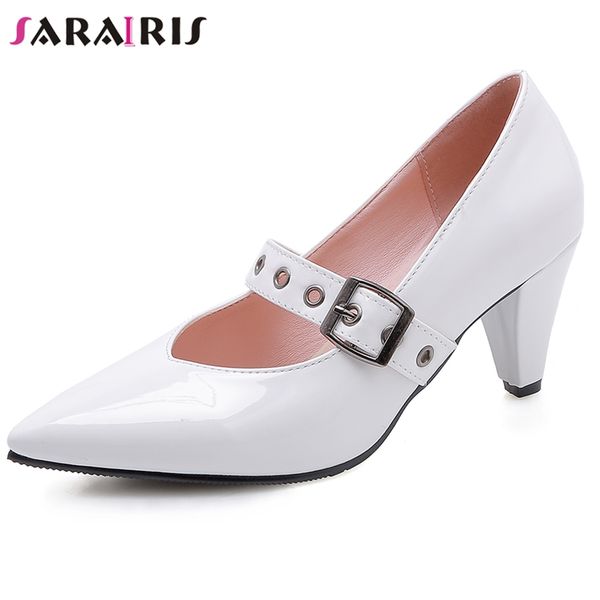 sarairis female fashion patent pu mary janes pumps shallow pointed toe pumps women mature high spike heels shoes woman, Black
sarairis female fashion patent pu mary janes pumps shallow pointed toe pumps women mature high spike heels shoes woman, Black