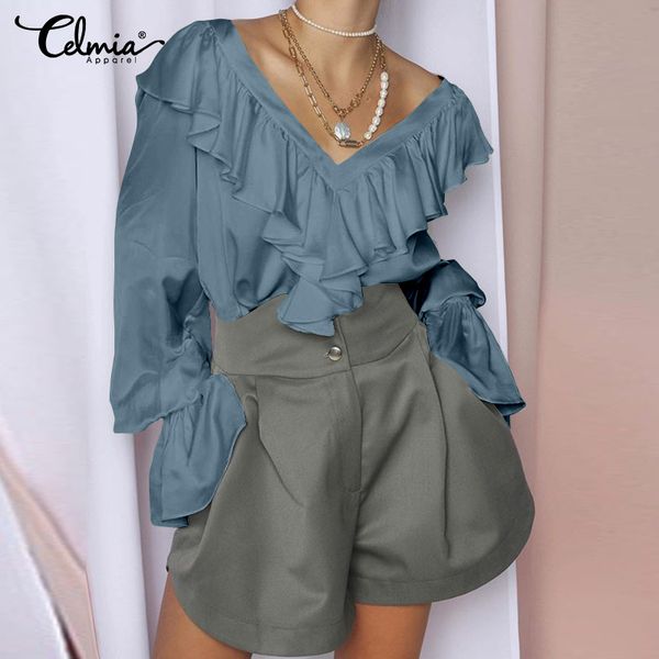 celmia stylish women satin blouse v neck casual long sleeve ruffles blusas office lady shirt elegant silk camisa 5xl, White
celmia stylish women satin blouse v neck casual long sleeve ruffles blusas office lady shirt elegant silk camisa 5xl, White