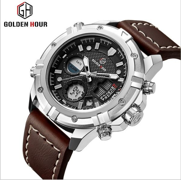 explosion watch multi-function waterproof casual fashion electronic watch men sports student leather men, Slivery;brown
explosion watch multi-function waterproof casual fashion electronic watch men sports student leather men, Slivery;brown