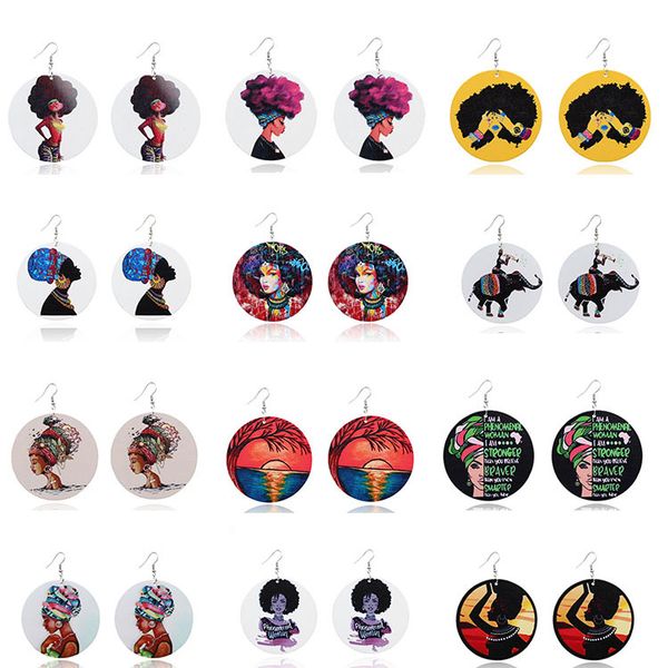 sell round wooden earrings print colorful african female pattern wood earrings charm pendant ear hook for women jewelry statement gifts, Silver
sell round wooden earrings print colorful african female pattern wood earrings charm pendant ear hook for women jewelry statement gifts, Silver