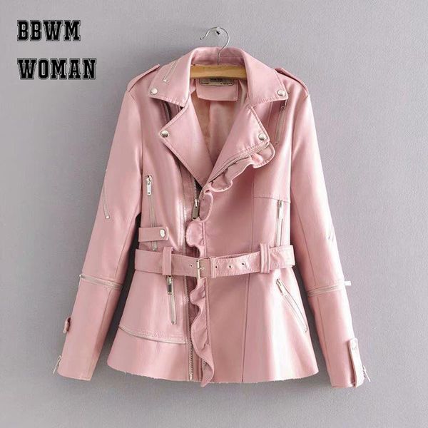 sweet ruffle design autumn women coat fashion pink black burgundy color zipper rivet pu jacket belt outerwear p12, Black;brown
sweet ruffle design autumn women coat fashion pink black burgundy color zipper rivet pu jacket belt outerwear p12, Black;brown