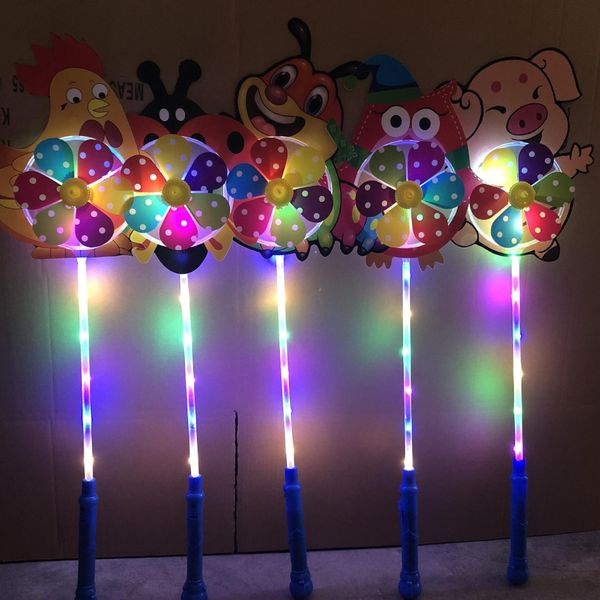 Kids Led Cartoon Windmill Toys Colorful Pinwheel Night Lights Flower Duck Dog Pet Children Baby Toy Boys Girls Fan Wheel Party Decoration