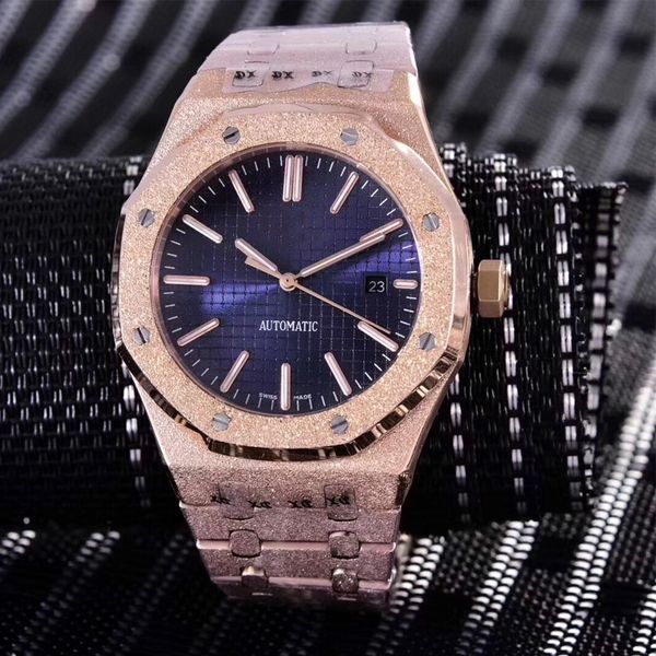 15 colors Diamond automatic Royal Frosted Black Dial Oak mens 18k rose Gold Watch Silver-tone hands Fixed bezel 42mm size glide mens watch
15 colors Diamond automatic Royal Frosted Black Dial Oak mens 18k rose Gold Watch Silver-tone hands Fixed bezel 42mm size glide mens watch