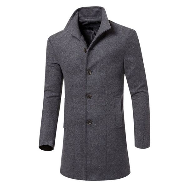 men solid woolen turn down neck long coat casual long sleeve coats winter autumn warm outwear, Black
men solid woolen turn down neck long coat casual long sleeve coats winter autumn warm outwear, Black