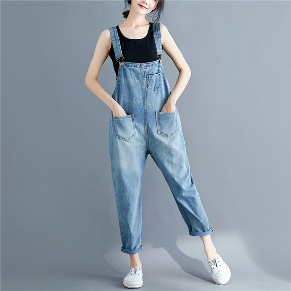 johnature casual comfortable sleeveless jeans women jumpsuits 2019 summer new korean loose pockets ankle-length palysuits, Black;white
johnature casual comfortable sleeveless jeans women jumpsuits 2019 summer new korean loose pockets ankle-length palysuits, Black;white