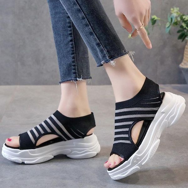 new thick bottom sandal woman shoes striped comfortable breathable mesh women's sandals non-slip breathable platform sandals, Black
new thick bottom sandal woman shoes striped comfortable breathable mesh women's sandals non-slip breathable platform sandals, Black