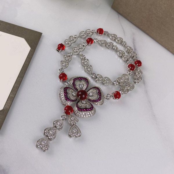 high fashion zircon necklace for women party wedding magenta crystal gorgeous tassel flower pendant fine jewelry, Silver
high fashion zircon necklace for women party wedding magenta crystal gorgeous tassel flower pendant fine jewelry, Silver