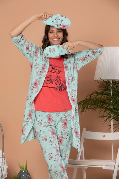 strawberry women pomegranate flower 5'li dressing gown pajamas suit, Black;brown
strawberry women pomegranate flower 5'li dressing gown pajamas suit, Black;brown