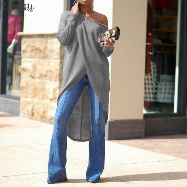 fashion women summer long sleeve loose blouse casual split shirt skew collar neck one-shoulder solid, White
fashion women summer long sleeve loose blouse casual split shirt skew collar neck one-shoulder solid, White