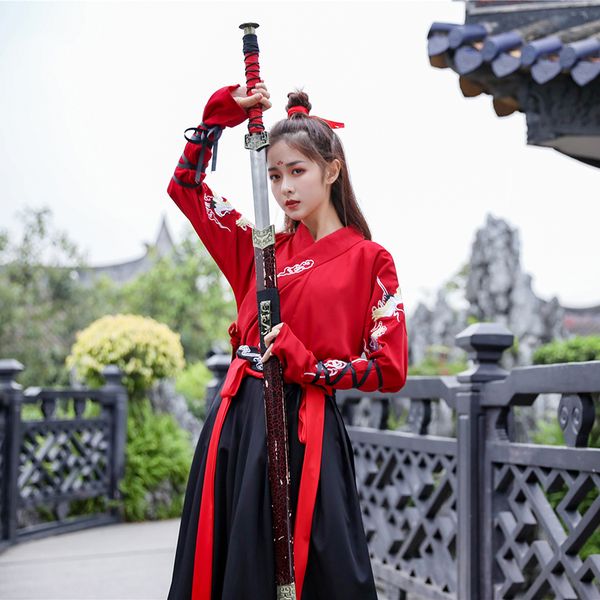 women's chinese national hanfu costume improve warrior clothes summer ancient tang fairy princess stage cosplay costume dwy4154, Black;red
women's chinese national hanfu costume improve warrior clothes summer ancient tang fairy princess stage cosplay costume dwy4154, Black;red