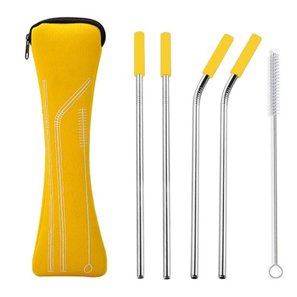4pcs colorful reusable silicone tips cover stainless steel drinking straws metal straw with brush set bar tool
4pcs colorful reusable silicone tips cover stainless steel drinking straws metal straw with brush set bar tool