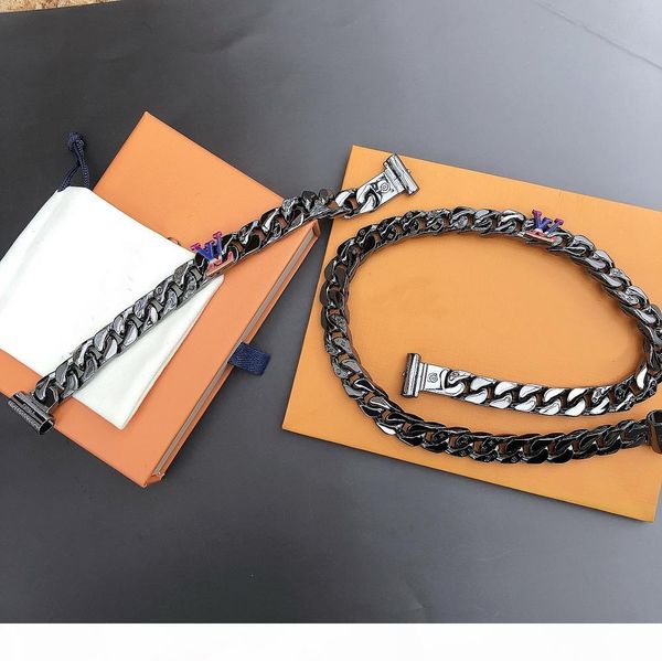 europe america style men engraved v initials silver-black-color hardware thick necklace bracelet sets with rainbow-color charm 2054 ww
europe america style men engraved v initials silver-black-color hardware thick necklace bracelet sets with rainbow-color charm 2054 ww
