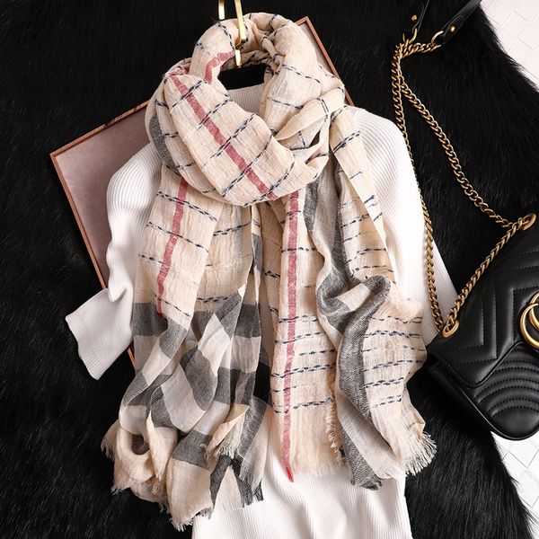 spring new scarf female england plaid long cotton scarvces beggar shawl summer beach sunscreen scarf women 2019 75*180cm 
spring new scarf female england plaid long cotton scarvces beggar shawl summer beach sunscreen scarf women 2019 75*180cm