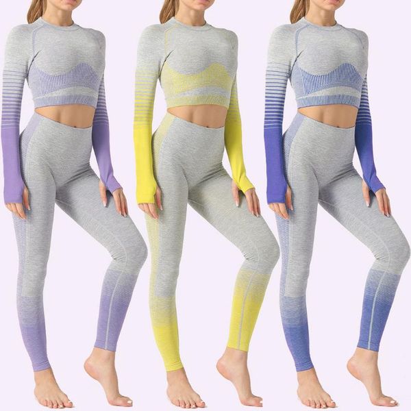 seamless women yoga set fashion ladie gradual change tight hip long sleeve high waist yoga suit gym clothes seamless sport suit, Gray
seamless women yoga set fashion ladie gradual change tight hip long sleeve high waist yoga suit gym clothes seamless sport suit, Gray