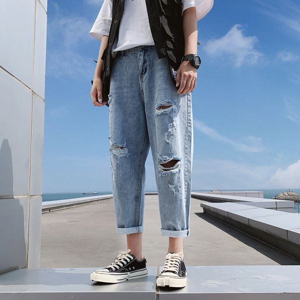 nine points jeans men's hole loose 2020 casual trend all-match long pants, Black;gray
nine points jeans men's hole loose 2020 casual trend all-match long pants, Black;gray