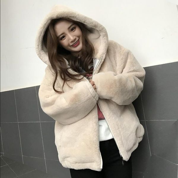 women winter new warm hooded faux fur coat female fashion fluffy cute loose outerwear casual long sleeve parka z589, Black
women winter new warm hooded faux fur coat female fashion fluffy cute loose outerwear casual long sleeve parka z589, Black