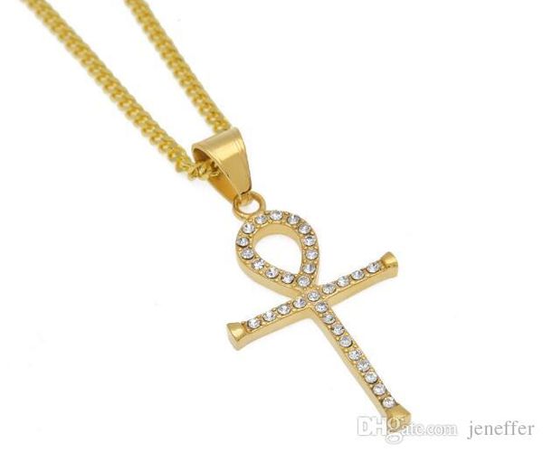 gold stainless steel ankh necklace egyptian jewelry hip hop pendant bling rhinestone crystal key to life egypt cross necklace, Silver
gold stainless steel ankh necklace egyptian jewelry hip hop pendant bling rhinestone crystal key to life egypt cross necklace, Silver