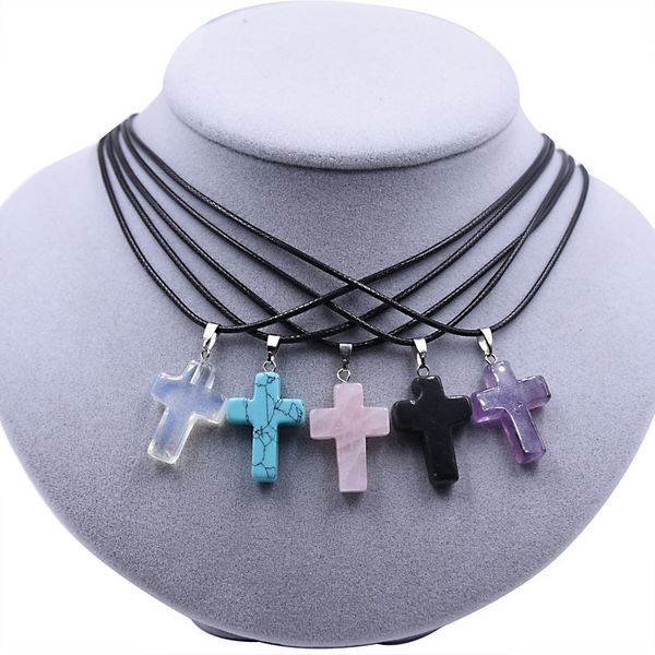 necklaces natural crystal pendants stone trendy cross pendant leather chains necklace for women fashion yoga healing stone jewelry, Silver
necklaces natural crystal pendants stone trendy cross pendant leather chains necklace for women fashion yoga healing stone jewelry, Silver