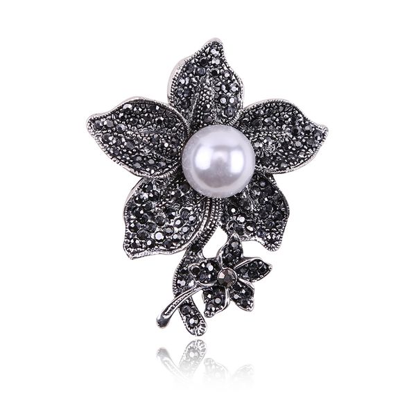 2019 vintage simulated pearl flower shape brooch black crystal rhinestones brooches for women jewelry decoration, Gray
2019 vintage simulated pearl flower shape brooch black crystal rhinestones brooches for women jewelry decoration, Gray