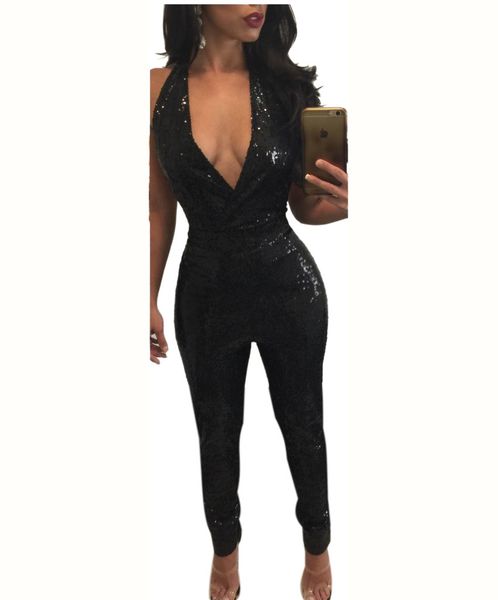 skinny sequin woman jumpsuit romper 2018 elegant halter v neck body women backless party playsuits, Black;white
skinny sequin woman jumpsuit romper 2018 elegant halter v neck body women backless party playsuits, Black;white