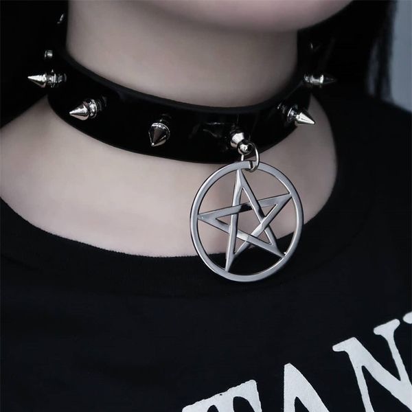 fitshinling gothic accessories choker rivet pu faux leather necklace dark star punk grunge women black round neck chains pendant, Golden;silver
fitshinling gothic accessories choker rivet pu faux leather necklace dark star punk grunge women black round neck chains pendant, Golden;silver