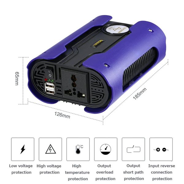 blue 500w 1000w pure sine wave power inverter car power converter with 2 usb port dc 12v for home appliance
blue 500w 1000w pure sine wave power inverter car power converter with 2 usb port dc 12v for home appliance