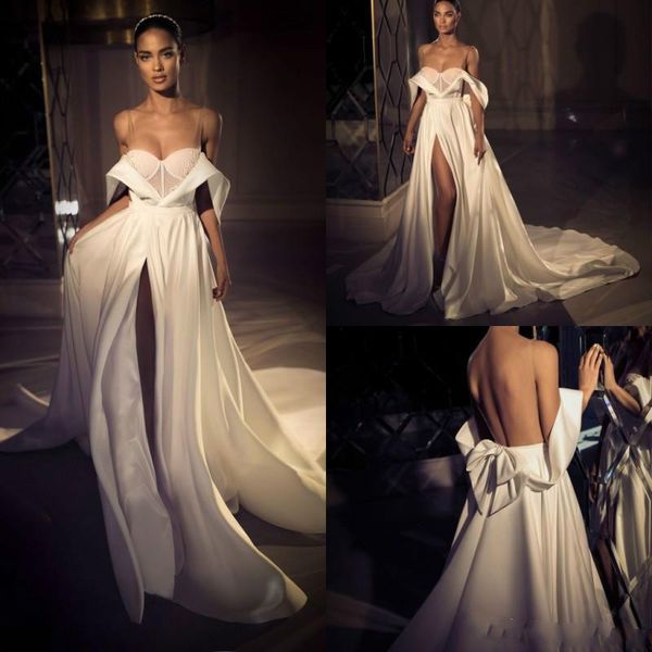 elihav sasson 2019 wedding dresses off shoulder lace backless split soft satin chapel bridal gowns plus size beach robe de mariée, White
elihav sasson 2019 wedding dresses off shoulder lace backless split soft satin chapel bridal gowns plus size beach robe de mariée, White