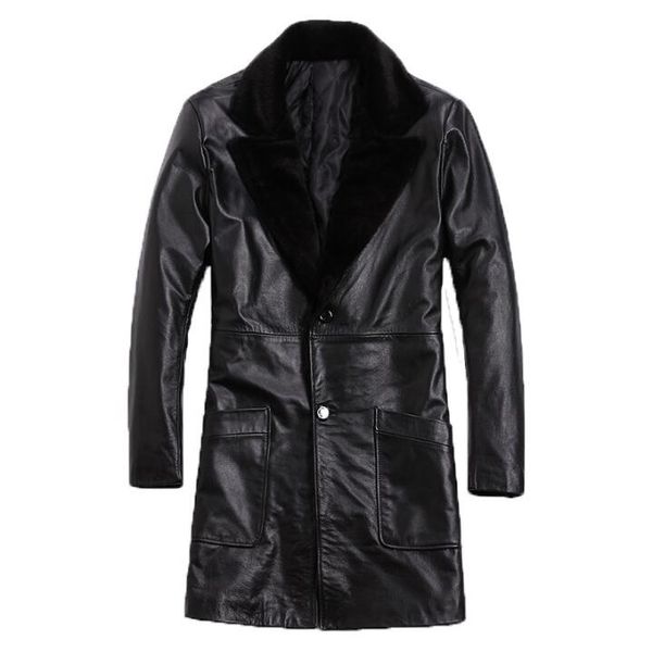 men tide plus size clothes winter new thick cowhide coat genuine leather jacket male slim long lamb fur collar windbreaker coat, Tan;black
men tide plus size clothes winter new thick cowhide coat genuine leather jacket male slim long lamb fur collar windbreaker coat, Tan;black