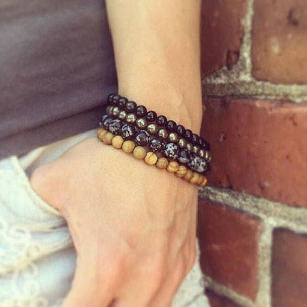 

new yoga mala wrist be grounded snowflake black onyx pyrite & serpeggiante j-asper bracelet set men stacking bracelets sets, Golden;silver