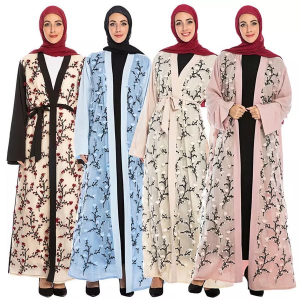new muslim women embroidery abaya open cardigan s-xl islamic floral print evening kimono robe with belt, Red
new muslim women embroidery abaya open cardigan s-xl islamic floral print evening kimono robe with belt, Red