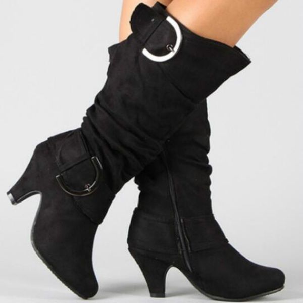 2019 autumn women knee high boots large size autumn faux suede buckle fashion shoes woman mid heels woman comfort boot, Black
2019 autumn women knee high boots large size autumn faux suede buckle fashion shoes woman mid heels woman comfort boot, Black