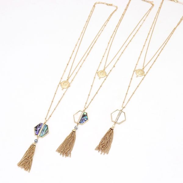 fashion abalone shell designer style necklace hexagon geometry statement multilayer necklace for women brand jewelry, Silver
fashion abalone shell designer style necklace hexagon geometry statement multilayer necklace for women brand jewelry, Silver