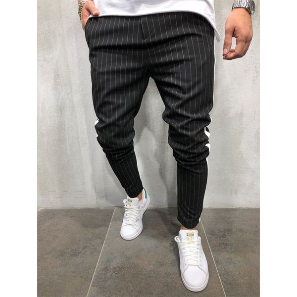 men's twill fashion jogger pants new stripe urban straight casual trousers slim fitness long pants s-3xl, Black 
men's twill fashion jogger pants new stripe urban straight casual trousers slim fitness long pants s-3xl, Black
