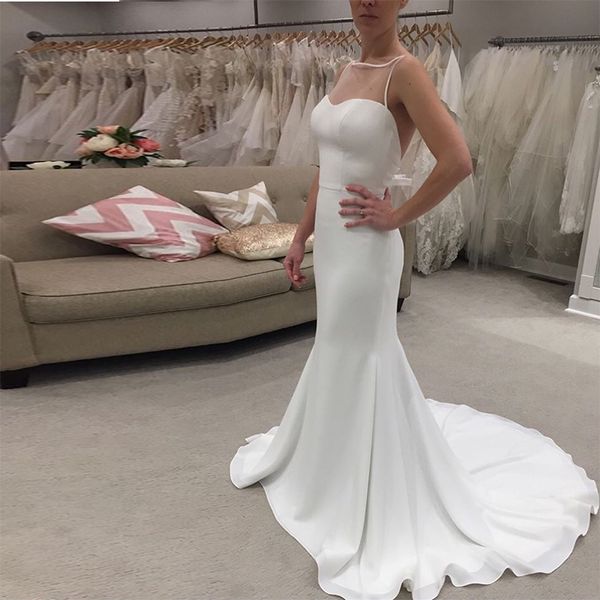 simple mermaid chiffon wedding dresses scoop neck sleeveless bridal gowns sweep train backless wedding dress custom made, White
simple mermaid chiffon wedding dresses scoop neck sleeveless bridal gowns sweep train backless wedding dress custom made, White