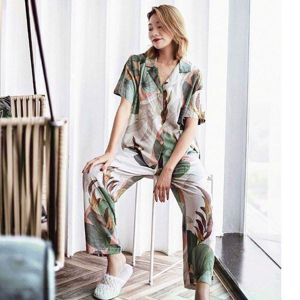 summer pajamas for women palm leaf printing pijamas short sleeve pants pyjamas loungewear sleepwear home sleep set, Black;red
summer pajamas for women palm leaf printing pijamas short sleeve pants pyjamas loungewear sleepwear home sleep set, Black;red