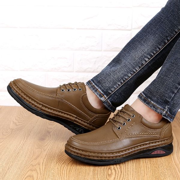 quality natural leather boots men waterproof autumn ankle boots handmade platform outdoor working men shoes, Black 
quality natural leather boots men waterproof autumn ankle boots handmade platform outdoor working men shoes, Black