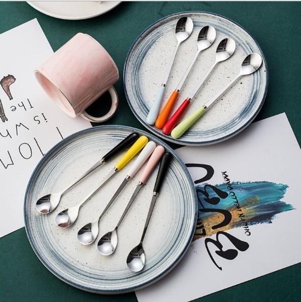 ceramic handle candy-colored stainless steel tableware creative mixing spoon coffee ice cream spoon kitchen accessories 222
ceramic handle candy-colored stainless steel tableware creative mixing spoon coffee ice cream spoon kitchen accessories 222