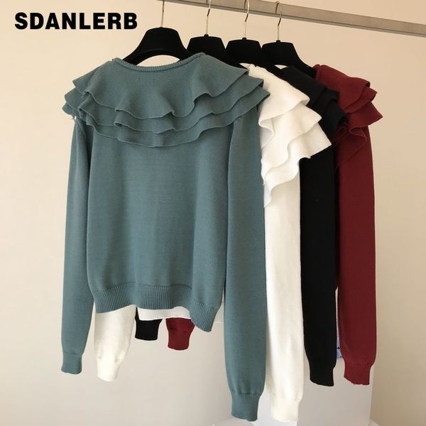 fall/winter ruffles sweater woman new fashion lotus leaf v-neck knitted shirt long sleeve sweater jersey mujer jumper pull, White;black
fall/winter ruffles sweater woman new fashion lotus leaf v-neck knitted shirt long sleeve sweater jersey mujer jumper pull, White;black