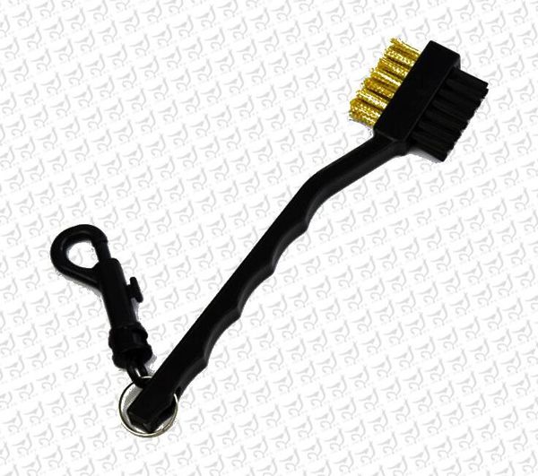 

new 2 sided dual bristles golf club brush brass wires groove cleaner kit tool black useful