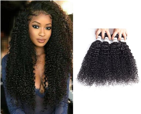 

100% human hair women kinky curly hair wefts peru indian europe africa remy virgin hair weave bundles natural color, Black