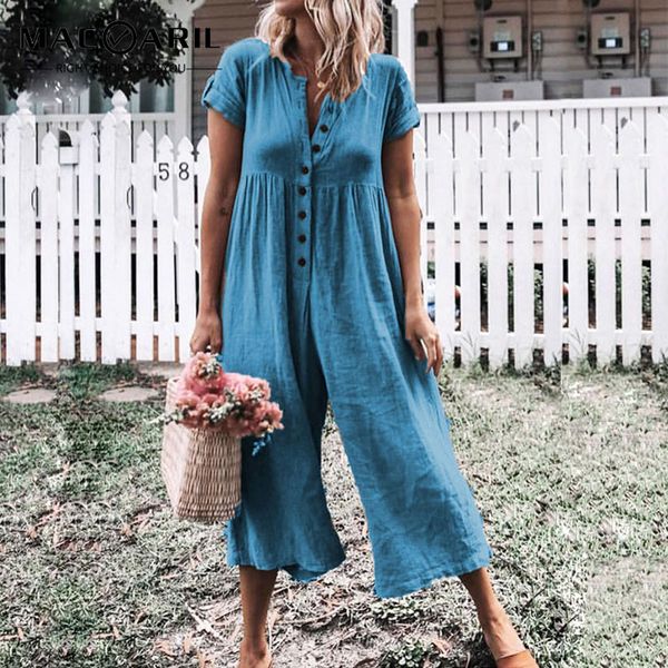 macvaril casual short sleeve v-neck button jumpsuit summer loose beach women jumpsuits elegant lady wide leg trousers rompers, Black;white
macvaril casual short sleeve v-neck button jumpsuit summer loose beach women jumpsuits elegant lady wide leg trousers rompers, Black;white