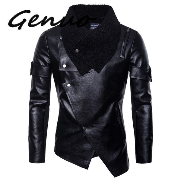 genuo new autumn winter men's punk style pu leather slim jacket men casual black irregular motorcycle leather jacket coats s-2xl, Black;brown
genuo new autumn winter men's punk style pu leather slim jacket men casual black irregular motorcycle leather jacket coats s-2xl, Black;brown