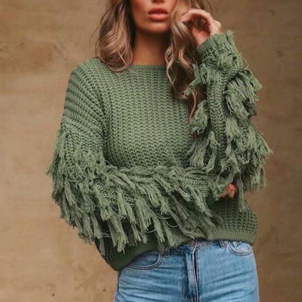 fashion women tassel sleeve sweater loose solid color sweater casual o neck long sleeve knit pullover, White;black
fashion women tassel sleeve sweater loose solid color sweater casual o neck long sleeve knit pullover, White;black