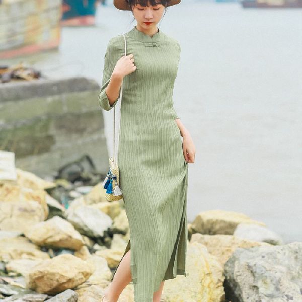 2019 chinese dress cheongsam qipao chinese cotton and linen cheongsam qipao elegant fork sleeveless novelty long dress, Red
2019 chinese dress cheongsam qipao chinese cotton and linen cheongsam qipao elegant fork sleeveless novelty long dress, Red
