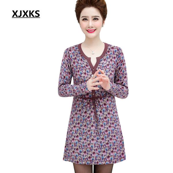 xjxks 2019 autumn winter new women's long cashmere sweater loose plus size fashion printed women's sweater dress, White;black
xjxks 2019 autumn winter new women's long cashmere sweater loose plus size fashion printed women's sweater dress, White;black