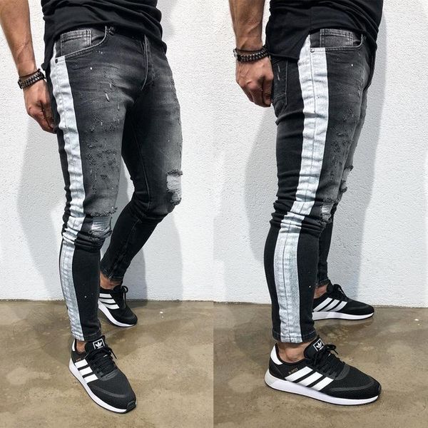 2020 new arrival men's classic jeans hombre men pantalones ripped jeans black side striped draped biker jean pencil pants, Blue
2020 new arrival men's classic jeans hombre men pantalones ripped jeans black side striped draped biker jean pencil pants, Blue