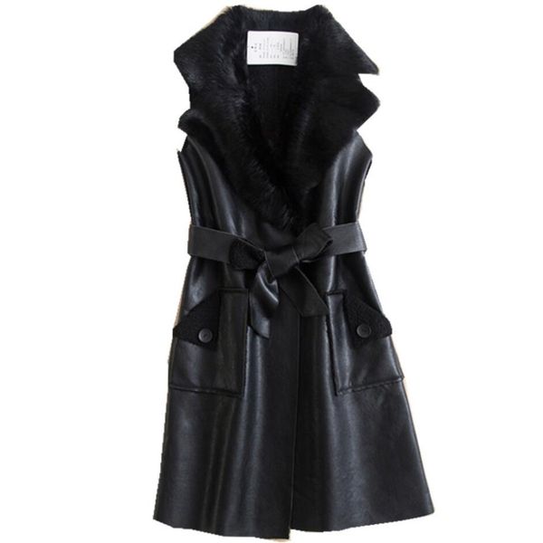 autumn winter women vest plus velvet vest warm thickened pu skin long coat turn-down collar slim belted jacket, Black;white
autumn winter women vest plus velvet vest warm thickened pu skin long coat turn-down collar slim belted jacket, Black;white